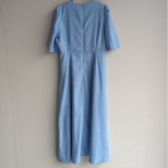 Blue short sleeved peasant cottage core maxi dress - Picture 4 of 5